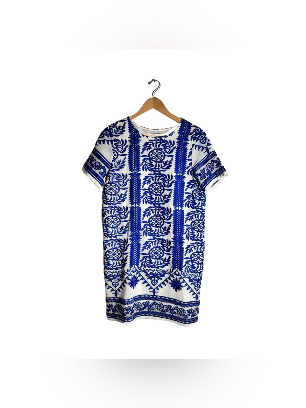 Lulu's Fond of You Shift Dress Women's Small Blue Embroidered Mini Coastal Vacay